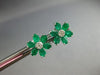 2.07CT DIAMOND & AAA EMERALD 18KT WHITE GOLD OVAL & ROUND FLOWER STUD EARRINGS
