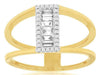 ESTATE WIDE .30CT DIAMOND 14KT YELLOW GOLD ROUND & BAGUETTE RECTANGULAR BAR RING