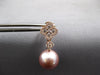 .77CT DIAMOND & AAA PINK SOUTH SEA PEARL 18KT ROSE GOLD FLOWER HANGING EARRINGS