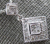 .17CT DIAMOND 14KT WHITE GOLD SQUARE GEOMETRICAL PAVE FILIGREE FLOATING PENDANT