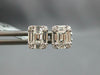 ESTATE .64CT DIAMOND 18KT WHITE GOLD 3D ROUND & BAGUETTE CLUSTER SQUARE EARRINGS