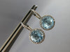 5.30CT DIAMOND & AAA BLUE TOPAZ 14KT WHITE GOLD HALO LEVERBACK HANGING EARRINGS