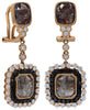 LARGE 6.93CT WHITE BLACK & ICE DIAMOND 18KT ROSE GOLD FILIGREE HANGING EARRINGS