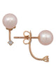 ESTATE .10CT DIAMOND & AAA PINK SOUTH SEA PEARL 18KT ROSE GOLD HANGING EARRINGS