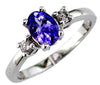 .87CT DIAMOND & AAA TANZANITE 14KT WHITE GOLD 3D OVAL & ROUND 3 STONE LOVE RING
