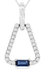 .73CT DIAMOND & AAA SAPPHIRE 14K WHITE GOLD EMERALD CUT & ROUND FLOATING PENDANT