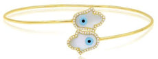 3.48CT DIAMOND & AAA MOTHER OF PEARL 14KT YELLOW GOLD CRISS CROSS LUCKY BRACELET