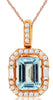 1.67CT DIAMOND & AAA AQUAMARINE 14KT ROSE GOLD 3D EMERALD CUT & ROUND PENDANT