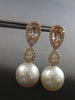 2.94CT WHITE & CANARY DIAMOND AAA MORGANITE & AAA PEARL 18KT ROSE GOLD EARRINGS