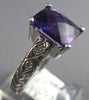 LARGE 3.07CT DIAMOND & AAA AMETHYST 14KT WHITE GOLD 3D CUSHION & ROUND LOVE RING