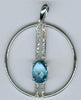 1.12CT DIAMOND & AAA BLUE TOPAZ 14KT WHITE GOLD 3D OVAL & ROUND BAR FUN PENDANT
