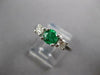 .77CT DIAMOND & AAA EMERALD 14KT WHITE GOLD ROUND 3 STONE ENGAGEMENT RING #27235