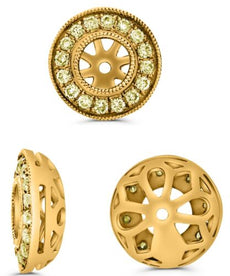 .27CT FANCY YELLOW DIAMOND 14KT YELLOW GOLD ROUND FILIGREE ROUND EARRING JACKET