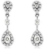 ESTATE .35CT DIAMOND 14KT WHITE GOLD 3D CLASSIC TEAR DROP HANGING EARRINGS