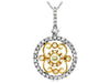 .94CT WHITE & FANCY YELLOW DIAMOND 14K 2 TONE GOLD 3D CIRCULAR FLOATING PENDANT