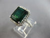 LARGE 5.75CT DIAMOND & AAA GREEN TOURMALINE 14KT WHITE GOLD HALO ENGAGEMENT RING