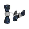 ESTATE 2.19CT DIAMOND & AAA SAPPHIRE 18KT WHITE GOLD 3D ROUND BOW STUD EARRINGS