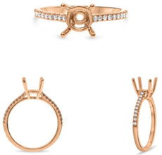 .16CT DIAMOND 14KT ROSE GOLD ROUND 4 PRONG SEMI ETERNITY SEMI MOUNT CLASSIC RING