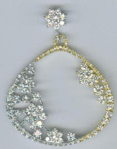 4.44CT DIAMOND 18KT 2 TONE GOLD MULTI FLOWER OPEN TEAR DROP FUN FLOATING PENDANT