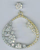 4.44CT DIAMOND 18KT 2 TONE GOLD MULTI FLOWER OPEN TEAR DROP FUN FLOATING PENDANT