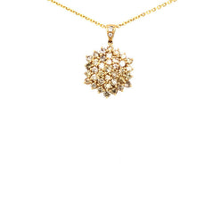 2.30CT FANCY YELLOW DIAMOND 18KT YELLOW GOLD FLORAL CLUSTER FUN FLOATING PENDANT