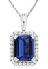 LARGE 2.8CT DIAMOND & AAA TANZANITE 14KT WHITE GOLD EMERALD CUT FLOATING PENDANT