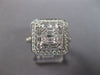 LARGE .92CT DIAMOND 18K WHITE GOLD ROUND & BAGUETTE CLUSTER SQUARE OCTAGON RING