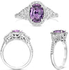 2.22CT DIAMOND & AAA PINK SAPPHIRE PLATINUM OVAL & TRILLION HALO ENGAGEMENT RING