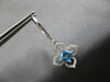 .87CT DIAMOND & AAA BLUE TOPAZ 14KT WHITE GOLD PRINCESS & ROUND HANGING EARRINGS