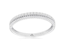 ESTATE .14CT DIAMOND 14KT WHITE GOLD CLASSIC ROUND 2 ROW ROPE ANNIVERSARY RING