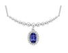 .58CT DIAMOND & AAA TANZANITE 14KT WHITE GOLD OVAL & ROUND HALO FLOWER NECKLACE