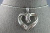 ESTATE LARGE 1.02CT DIAMOND 14KT WHITE GOLD 3D OPEN HEART LOVE FLOATING PENDANT