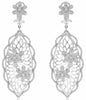 LARGE 1.59CT DIAMOND 14K WHITE GOLD 3D MULTI FLOWER FUN CLIP ON HANGING EARRINGS