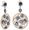 LARGE 12.10CT WHITE ICE & SLICE DIAMOND 18KT WHITE & ROSE GOLD HANGING EARRINGS