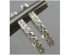 ESTATE SMALL .22CT DIAMOND 14KT WHITE GOLD 3D HUGGIE LEVERBACK HANGING EARRINGS