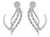 ESTATE .25CT DIAMOND 14KT WHITE GOLD 3D CLUSTER FLOWER LEAF FUN HANGING EARRINGS