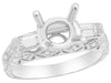 .77CT DIAMOND 18KT WHITE GOLD ROUND & BAGUETTE FILIGREE 4 PRONG SEMI MOUNT RING