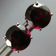 ESTATE LARGE 4.80CT AAA GARNET 14K WHITE GOLD CLASSIC ROUND STUD EARRINGS #27517