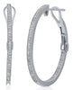 .31CT DIAMOND 14KT WHITE GOLD 3D ROUND INSIDE OUT HOOP CLIP ON HANGING EARRINGS