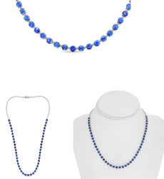 15.5CT DIAMOND & AAA SAPPHIRE 14KT WHITE GOLD 3D BY THE YARD 3/4TH LOVE NECKLACE