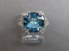 4.66CT DIAMOND & AAA BLUE TOPAZ 14KT WHITE GOLD CUSHION & ROUND ENGAGEMENT RING