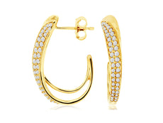 ESTATE .47CT DIAMOND 14KT YELLOW GOLD 3D TWO ROW UMBRELLA HANGING EARRINGS