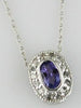 .32CT DIAMOND & AAA TANZANITE 14KT WHITE GOLD 3D OVAL & ROUND HALO BEZEL PENDANT
