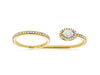 LARGE .72CT DIAMOND 14KT YELLOW GOLD ROUND & OVAL FILIGREE DOUBLE FINGER RING