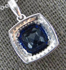 2.90CT DIAMOND & AAA SAPPHIRE 14KT WHITE & ROSE GOLD 3D CUSHION & ROUND PENDANT
