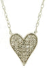 SMALL .13CT DIAMOND 14KT WHITE GOLD ROUND CLASSIC PAVE HEART SHAPE LOVE NECKLACE