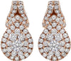 ESTATE 1.07CT DIAMOND 14KT ROSE GOLD 3D CLUSTER TEAR DROP FUN HANGING EARRINGS