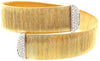 EXTRA LARGE .42CT DIAMOND 18KT TWO TONE GOLD STRIATED SNAKE CUFF BANGLE BRACELET