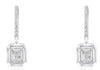 .31CT DIAMOND 14KT WHITE GOLD ROUND & BAGUETTE CLUSTER OCTAGON HANGING EARRINGS