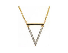 ESTATE .06CT DIAMOND 14KT YELLOW GOLD 3D V SHAPE FUN NECKLACE